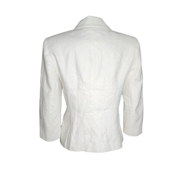 BOSTON PROPER Solid All White Long Sleeve 100% Linen Blazer Jacket Womens Size 6 - Picture 3 of 7